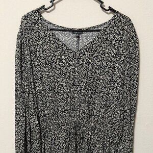 Lily Rose Women's Blouse Tunic Long Shirt Black Floral Print Size XXL